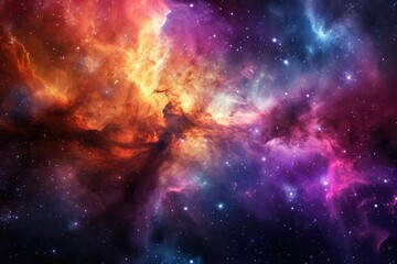 Dazzling nebula with vibrant colors in deep space