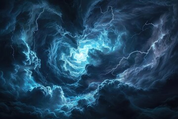 Galactic storm with lightning bolts Dark swirling clouds