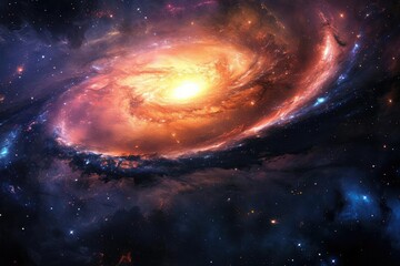 Majestic galaxy with swirling colors and bright stars