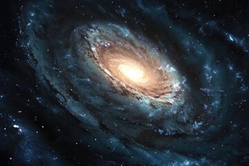 Majestic spiral galaxy with bright core and swirling arms in deep space