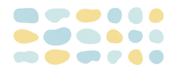 ストライプのシェイプのフレーム　液体の抽象的なゆるいフレーム　　ベクター 　黄色　青　水色