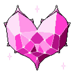 pixel art pink diamond heart