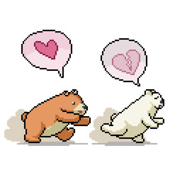pixel art couple bear break up