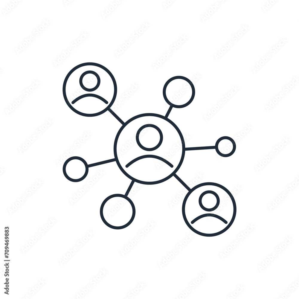 Poster social network connection and global business communication concept. vector linear icon isolated on 