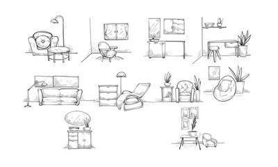 interior design handdrawn collection