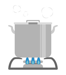 ガスコンロに乗せた寸胴鍋　小