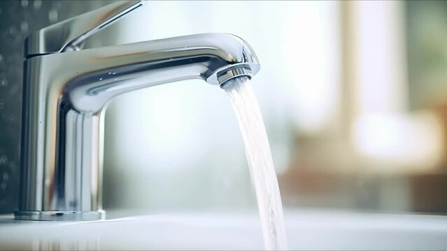 Closeup of a touchless faucet, activated by motion sensors for added convenience.