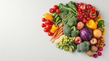 Naklejka na ściany i meble Heart-Shaped Assortment of Colorful Fruits and Vegetables