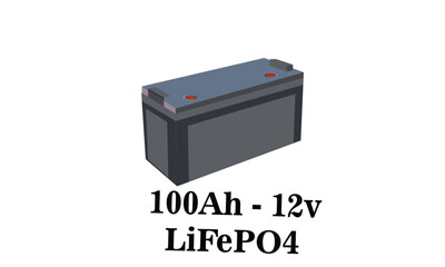 Isometric 12 volt 100 amper hour Lithium Iron Phosphate Battery illustration