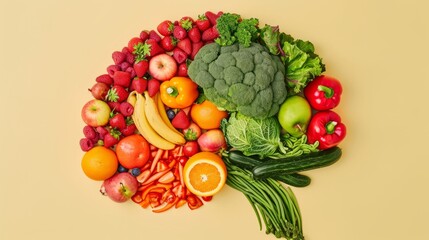 Naklejka na ściany i meble Colorful Variety of Fresh Fruits and Vegetables