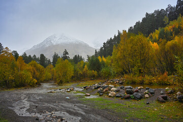 Rainy hike to the Cheget Glade in the Terskol Gorge © pdeminhiker
