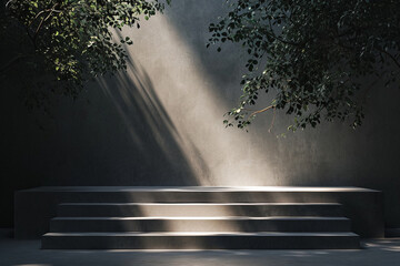 Podium 3d dark lighting outdoor minimalistic
