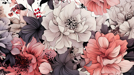 flower trendy wallpaper artwork. ink colors natural