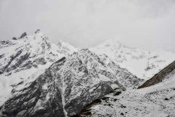 Fototapeta na wymiar Snow mountain landscape in the Elbrus National Park