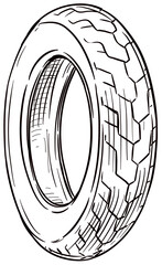 motorbike tires handdrawn illustration