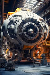 Fototapeta premium A starship engine being repaired at repair dock