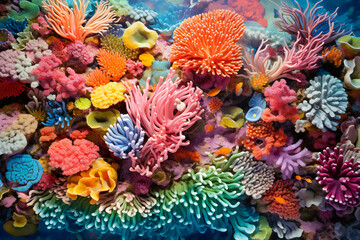 Obraz na płótnie Canvas A beautiful aerial view of a colorful coral reef