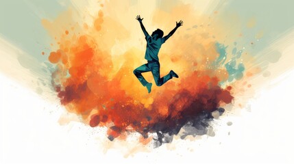 Abstract image of a person jumping with joy, symbolizing the triumph over mental health challenges