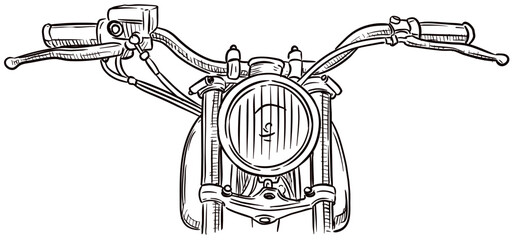 motorcycle handlebars handdrawn illustration © nikagraphic