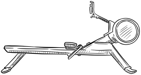 gym rowing machine handdrawn illustration