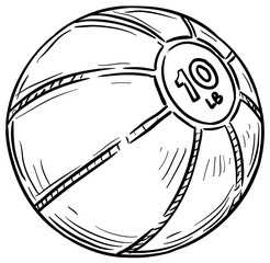 gym ball handdrawn illustration