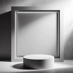 Gray black white glow minimal abstract background for product presentation, shadow and light from windows on plaster wall, product podium