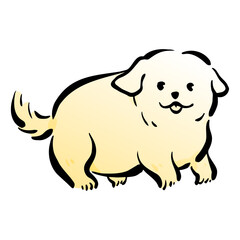 仔犬の和風ベクターイラスト（カラー）。