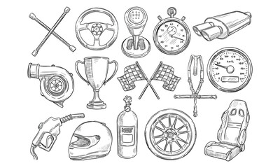racing car handdrawn collection