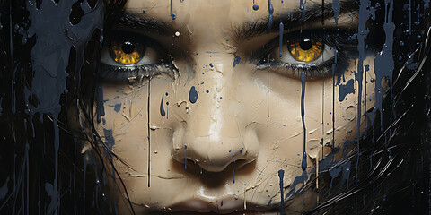Woman face black poster texture.
Generative AI