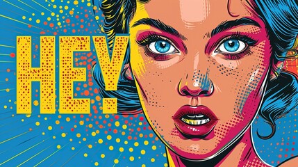 pop art style with expression text HEY