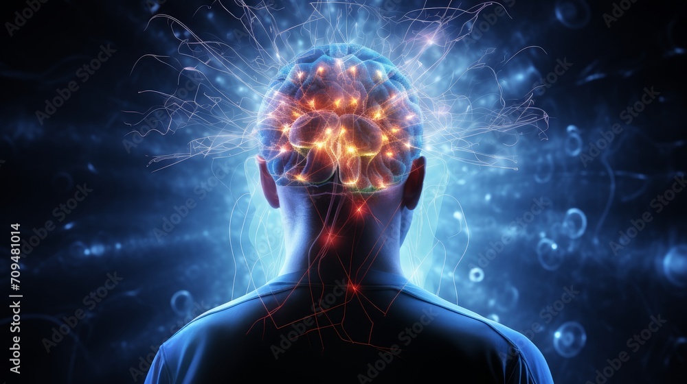Poster scientist using advanced imaging techniques to study brain activity.