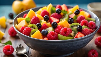 fruit salad in a bowl,A bowl of fresh fruit salad