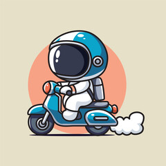 cute vector design illustration of astronaut riding a vespa