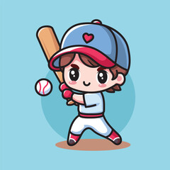 baseball player cute vector design illustration