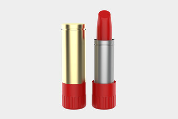 Glossy Lipstick Tube Mockup Isolated On White Background. 3d illustration