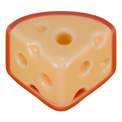 red cheese 3d icon illustration
