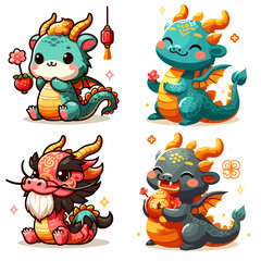 Cute chinese dragon new year