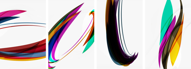 Colorful wave lines poster set for wallpaper, business card, cover, poster, banner, brochure, header, website