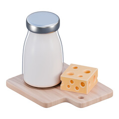 cheese milk 3d icon illustration
