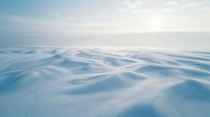 Fototapeta na wymiar Beautiful winter landscape with snowdrifts and sun. 