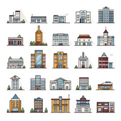 Fototapeta premium Design a Collection of building icons on a white background