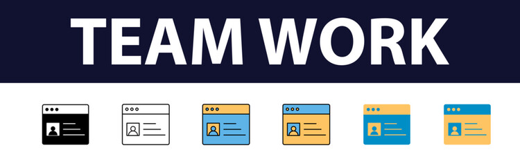 Business teamwork, team building, work group and human resources minimal thin line web icon set. Outline icons collection. Simple vector illustration. Minimal and Modern. Color Fill	