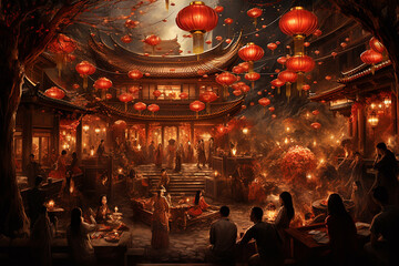 Obraz premium Chinese New Year Celebration created with Generative AI