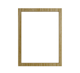 Modern natural whiten rustic brown wood photo frame isolated on transparent background Thin portrait vertical rectangle wooden mock up for poster, picture and wall art png 3d rendering image