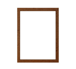Modern natural brown wood photo frame isolated on transparent background Thin portrait vertical rectangle wooden mock up for poster, picture and wall art png 3d rendering image