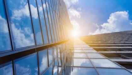 Glass Office building with blue sky and clouds, building, sky, architecture, glass, office,...