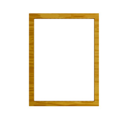 Modern yellow rustic chic brown wood photo frame isolated on transparent background Thin portrait vertical rectangle wooden mock up for poster, picture and wall art png 3d rendering image