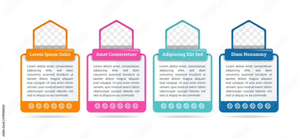 Poster template for photo collage or infographic in modern style. frames for clipping masks are in the vect