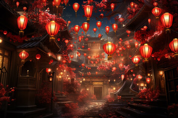 Chinese New Year Celebration created with Generative AI - obrazy, fototapety, plakaty