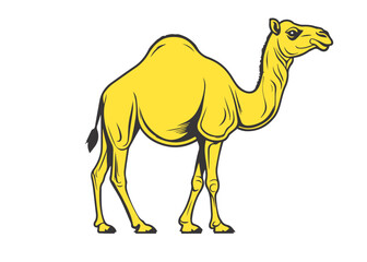 cute camel, isolated vector silhouette, on white background